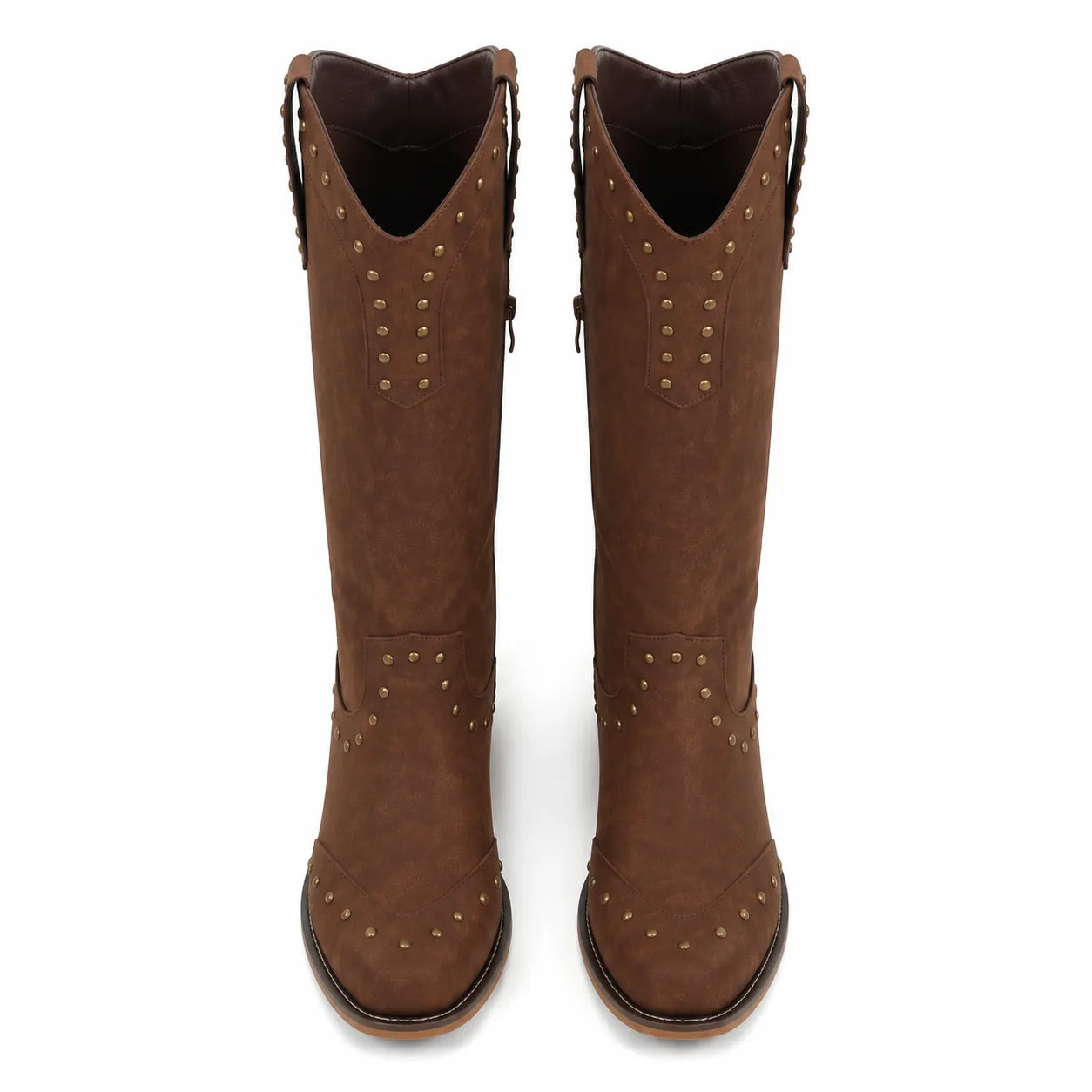 Rich Brown Bettina Studded Leather Boots top view
