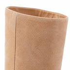 Apricot Suede Castelsardo Sheepskin Stiletto Boots close-up detail