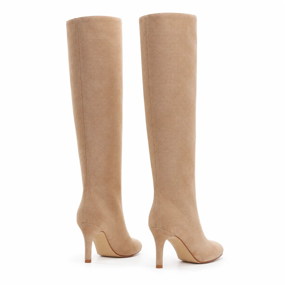 Apricot Suede Castelsardo Sheepskin Stiletto Boots heel detail