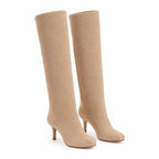 Apricot Suede Castelsardo Sheepskin Stiletto Boots