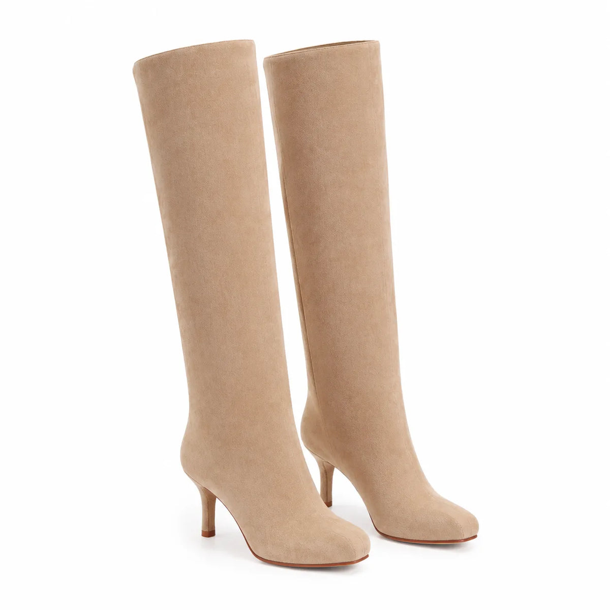 Apricot Suede Castelsardo Sheepskin Stiletto Boots