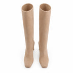 Apricot Suede Castelsardo Sheepskin Stiletto Boots top view