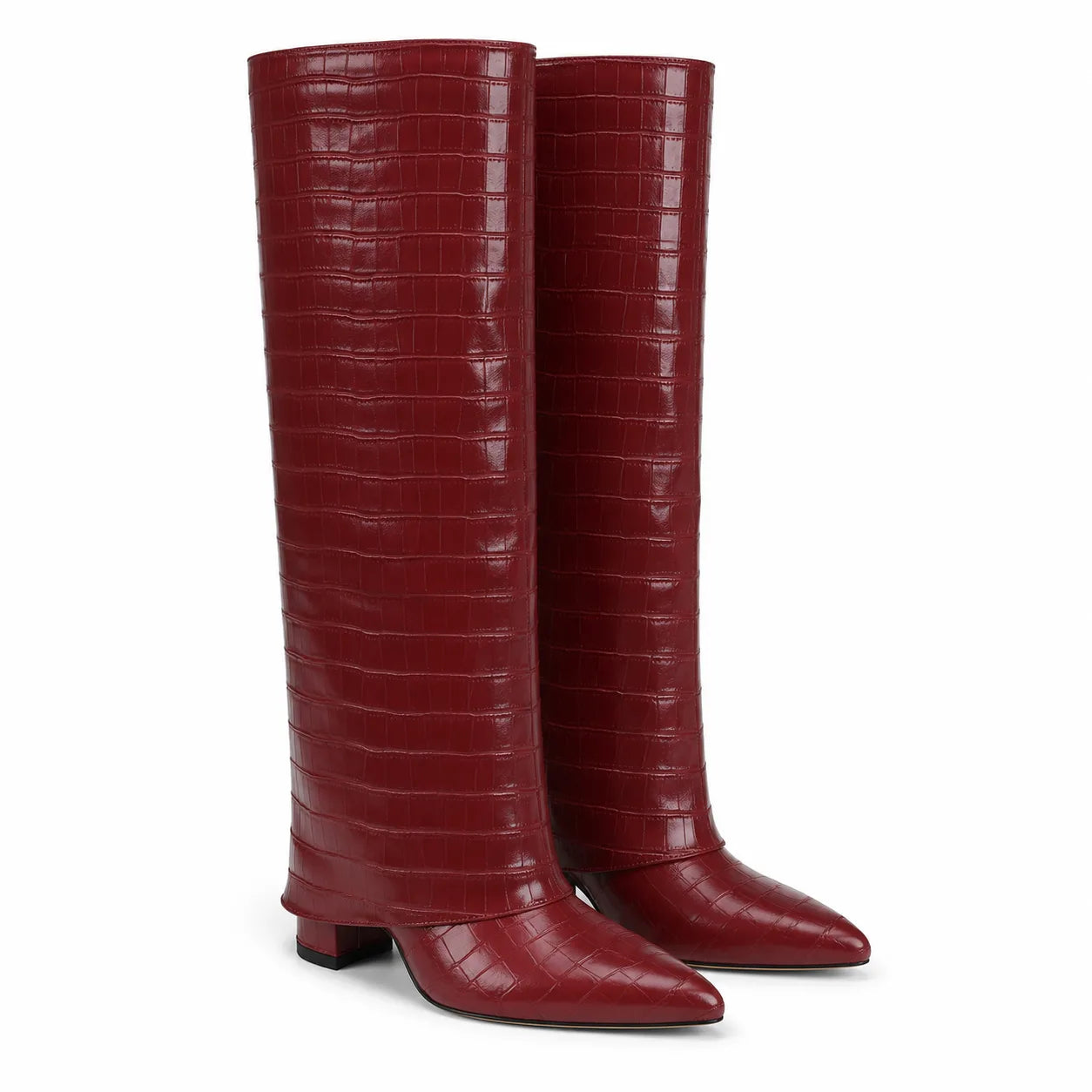 Deep Wine Daria Leather Knee-High Boots