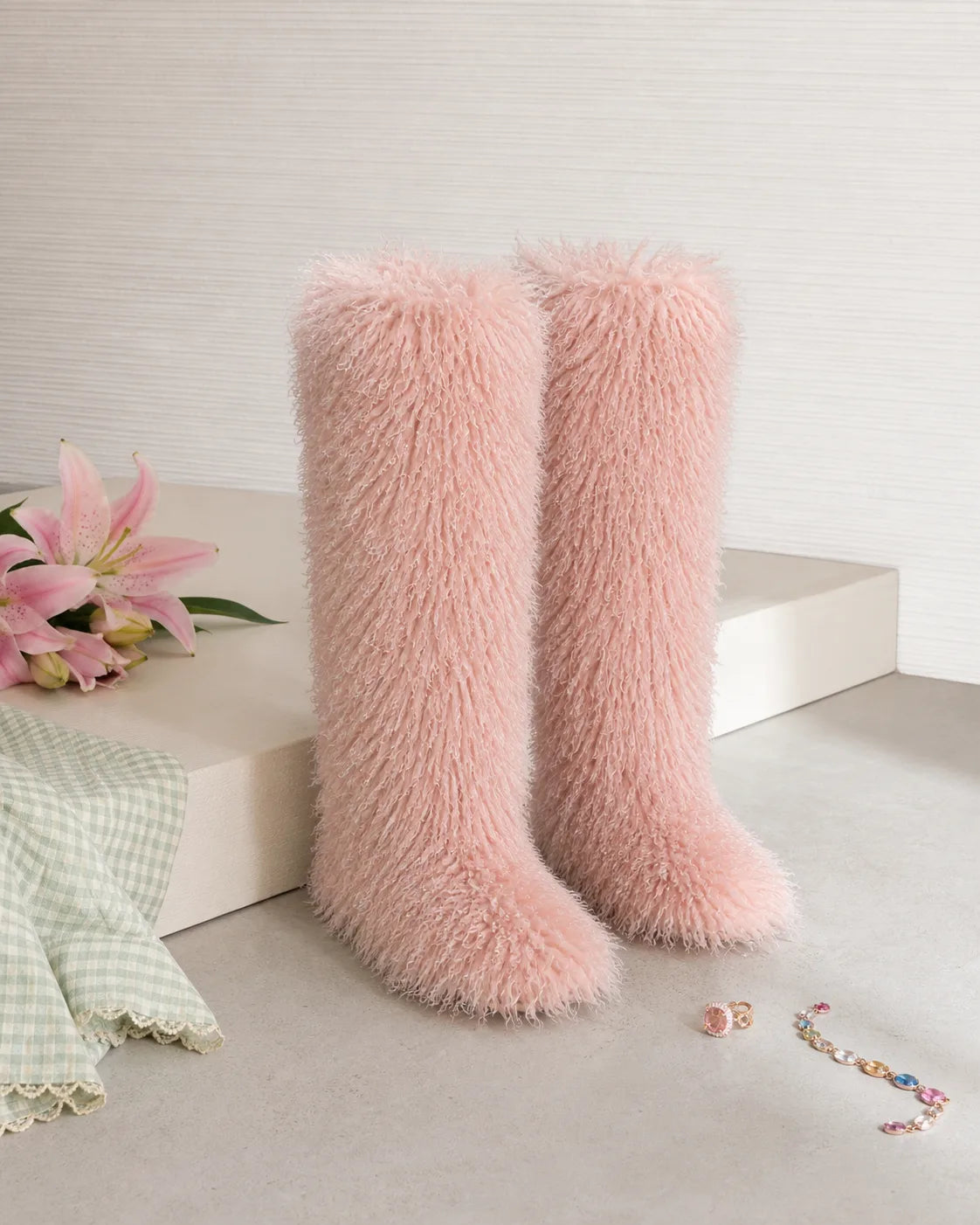 Dusty Rose Gemma Knee-High Boots styled scene
