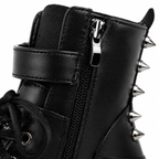 Deep Black Ferrara Leather Wedge Boots close-up detail