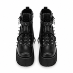 Deep Black Ferrara Leather Wedge Boots top view