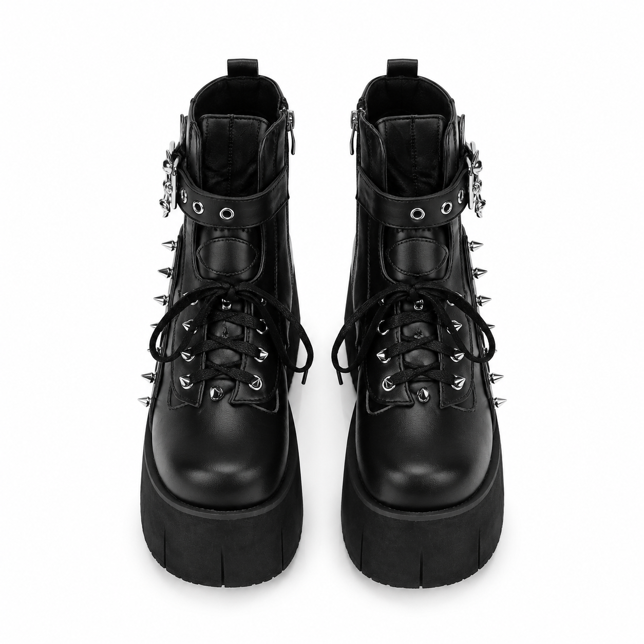 Deep Black Ferrara Leather Wedge Boots top view