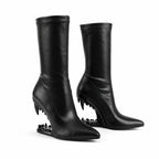 Deep Black Noemi Sheepskin Mid-Calf Boots