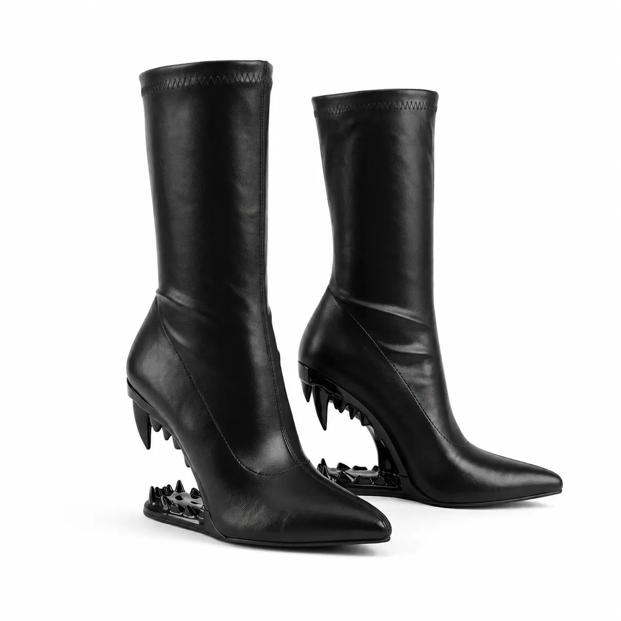 Deep Black Noemi Sheepskin Mid-Calf Boots
