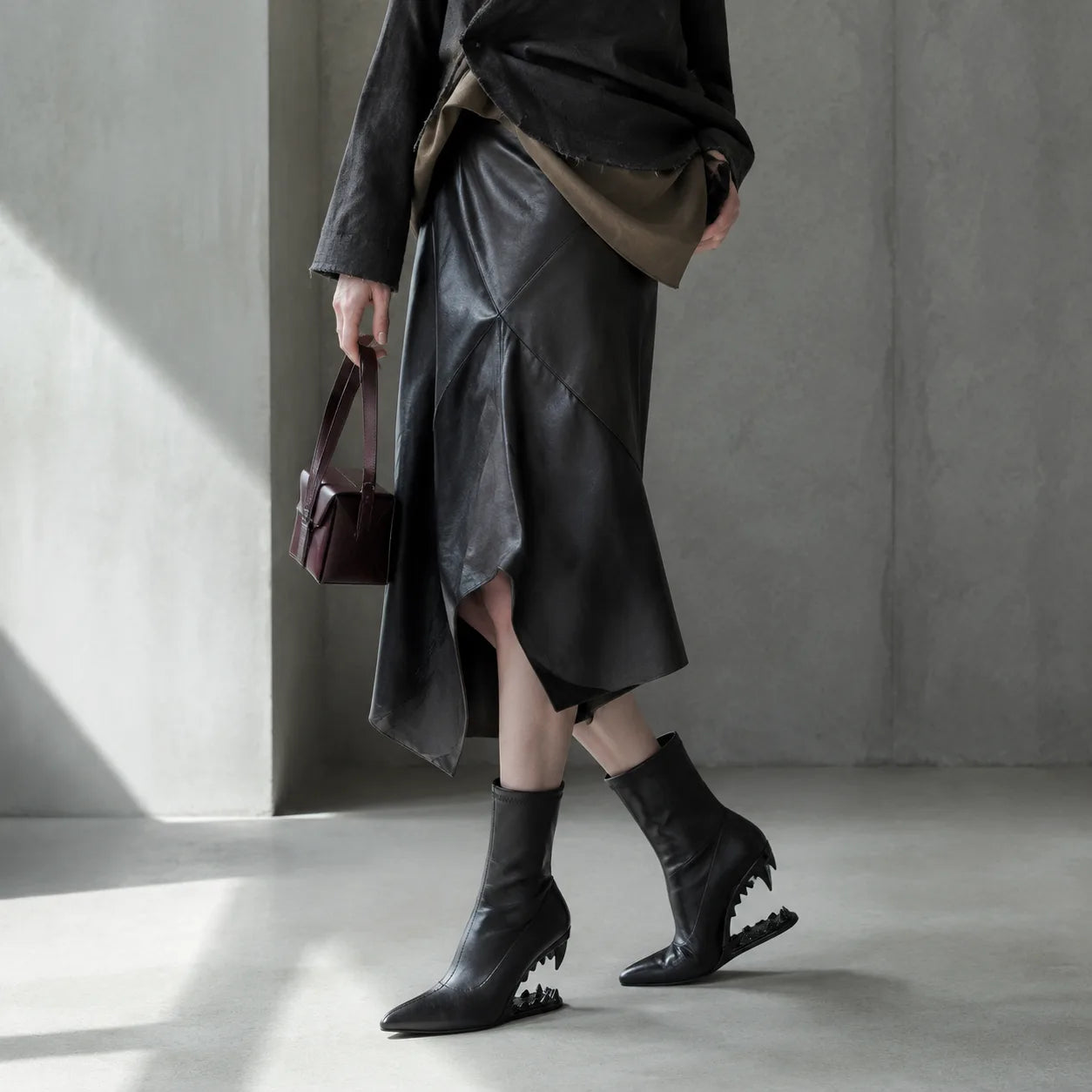 Deep Black Noemi Sheepskin Mid-Calf Boots lifestyle scene