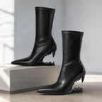 Deep Black Noemi Sheepskin Mid-Calf Boots styled scene