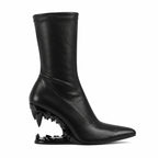 Deep Black Noemi Sheepskin Mid-Calf Boots side view