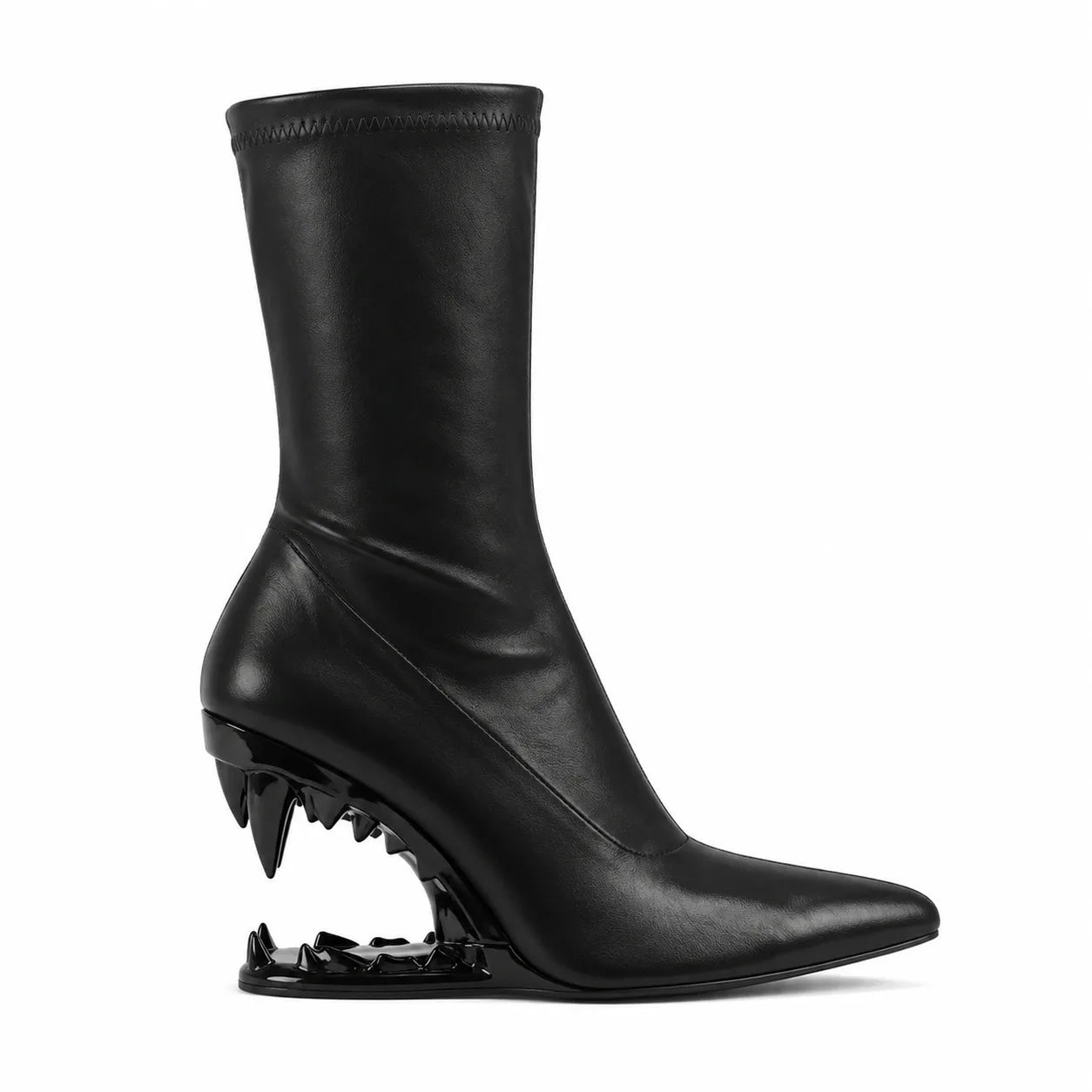 Deep Black Noemi Sheepskin Mid-Calf Boots side view