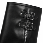 Deep Black Ragusa Leather Platform Boots close-up detail