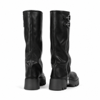 Deep Black Ragusa Leather Platform Boots heel detail