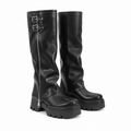 Deep Black Ragusa Leather Platform Boots