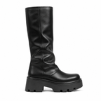 Deep Black Ragusa Leather Platform Boots side view