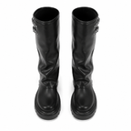 Deep Black Ragusa Leather Platform Boots top view
