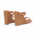 Rich Brown Panarea Raffia Wedge Sandals heel detail
