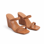 Rich Brown Panarea Raffia Wedge Sandals