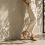 Rich Brown Panarea Raffia Wedge Sandals lifestyle scene
