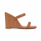 Rich Brown Panarea Raffia Wedge Sandals side view