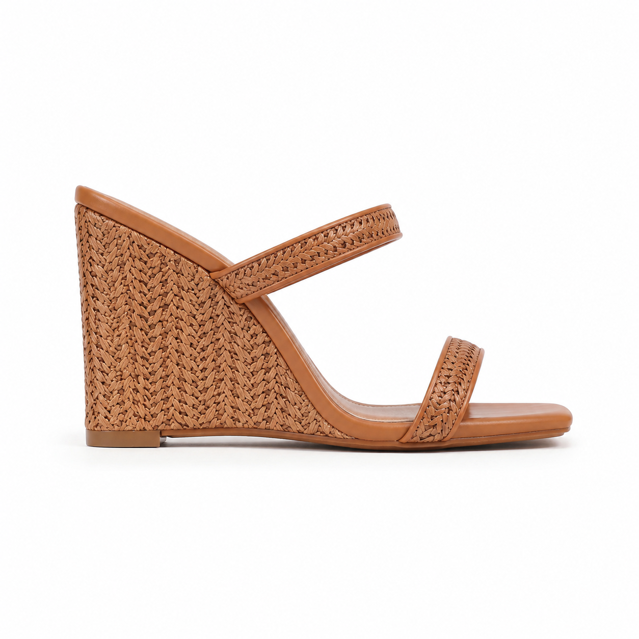 Rich Brown Panarea Raffia Wedge Sandals side view