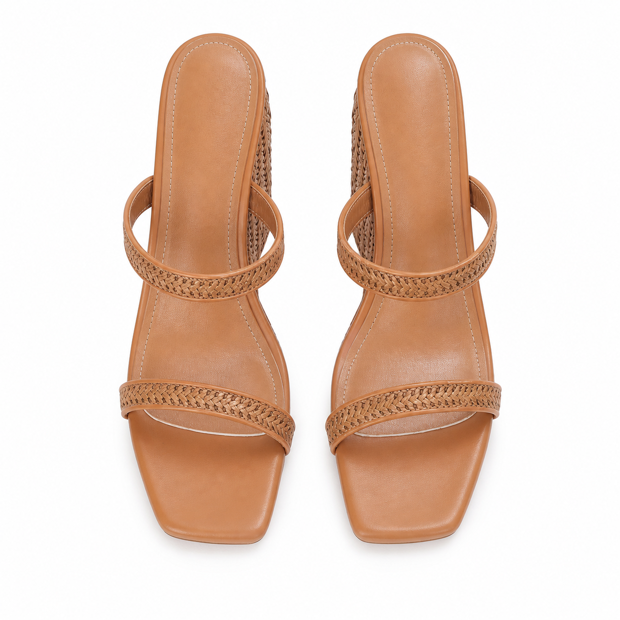 Rich Brown Panarea Raffia Wedge Sandals top view