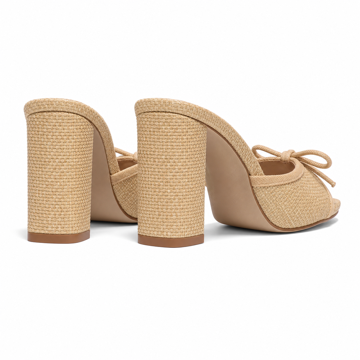 Rich Brown Maiori Raffia Block-Heel Sandals heel detail