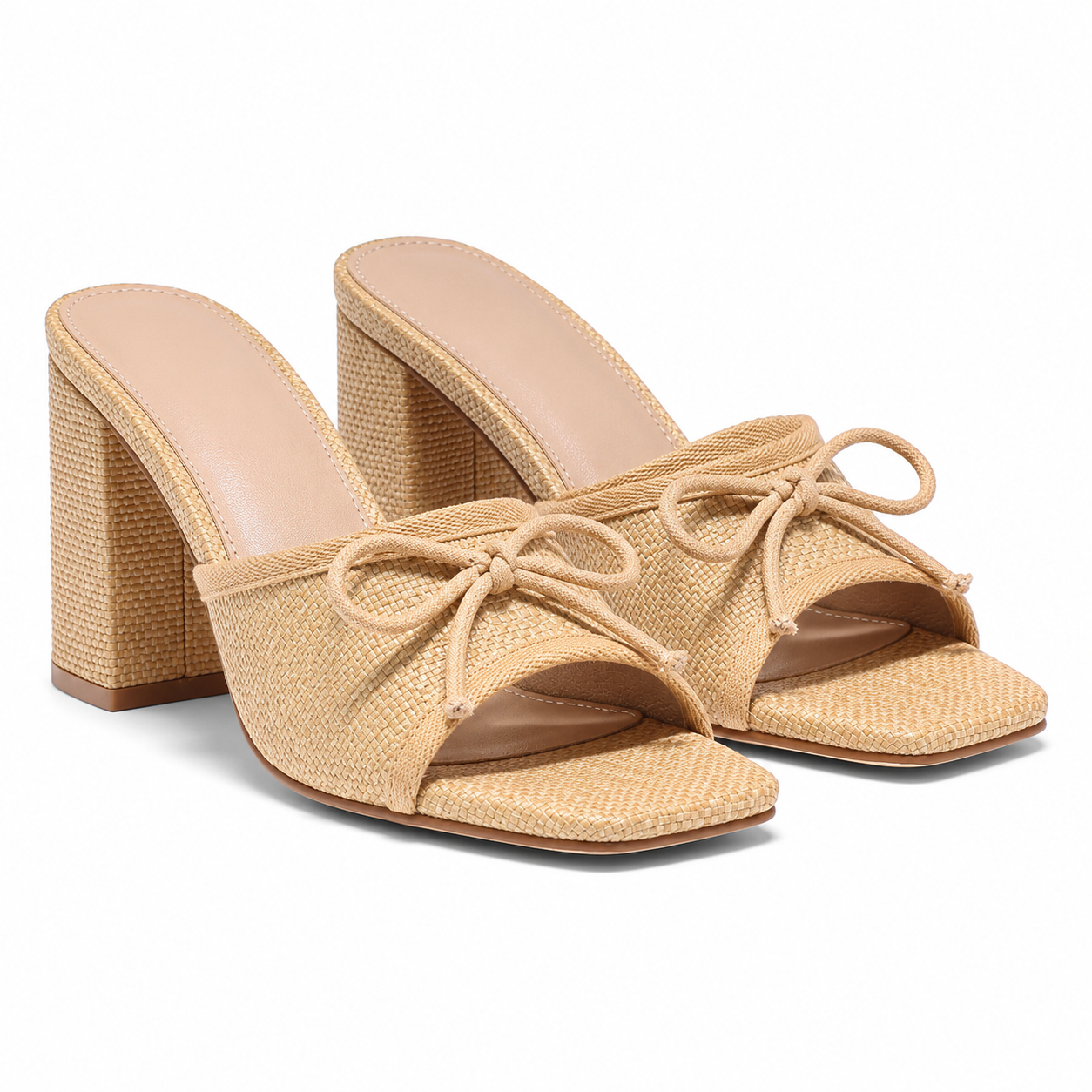 Rich Brown Maiori Raffia Block-Heel Sandals