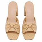 Rich Brown Maiori Raffia Block-Heel Sandals top view