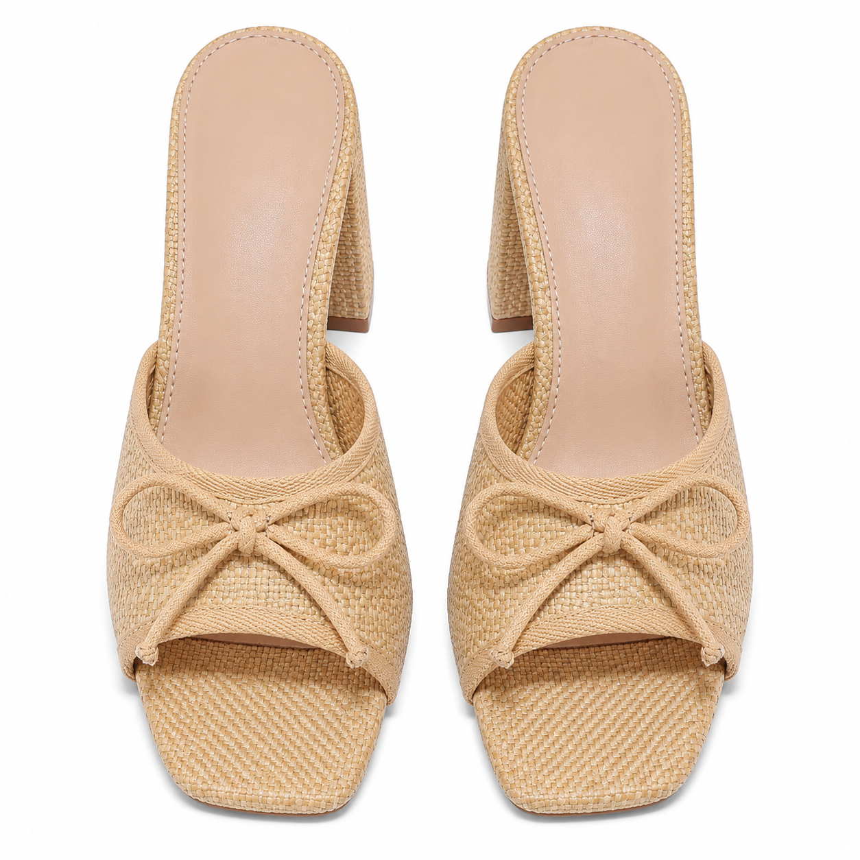 Rich Brown Maiori Raffia Block-Heel Sandals top view