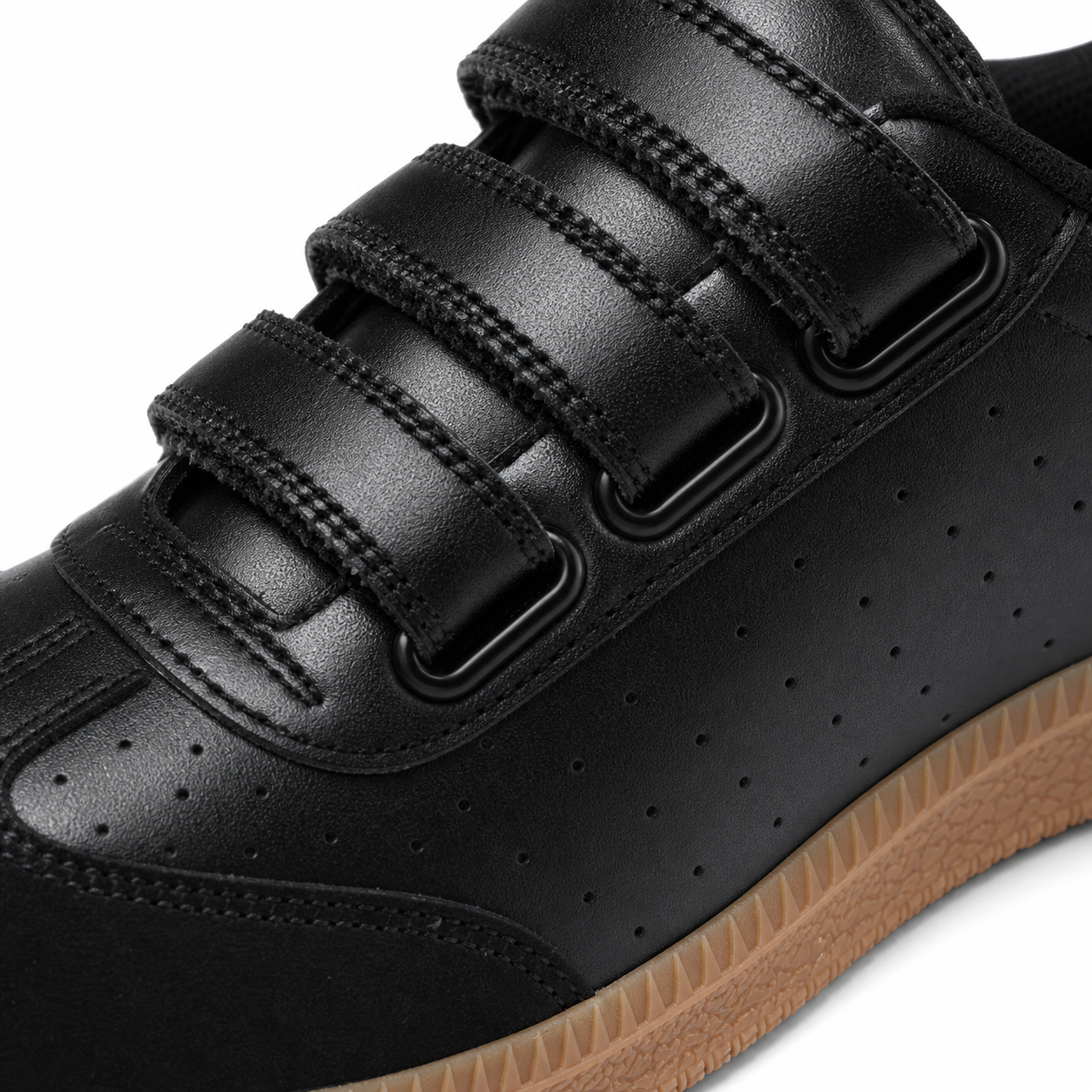 Deep Black Fulvia Leather Sneakers close-up detail