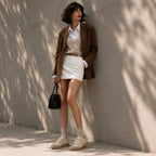 Taupe Suede Fulvia Leather Sneakers lifestyle scene