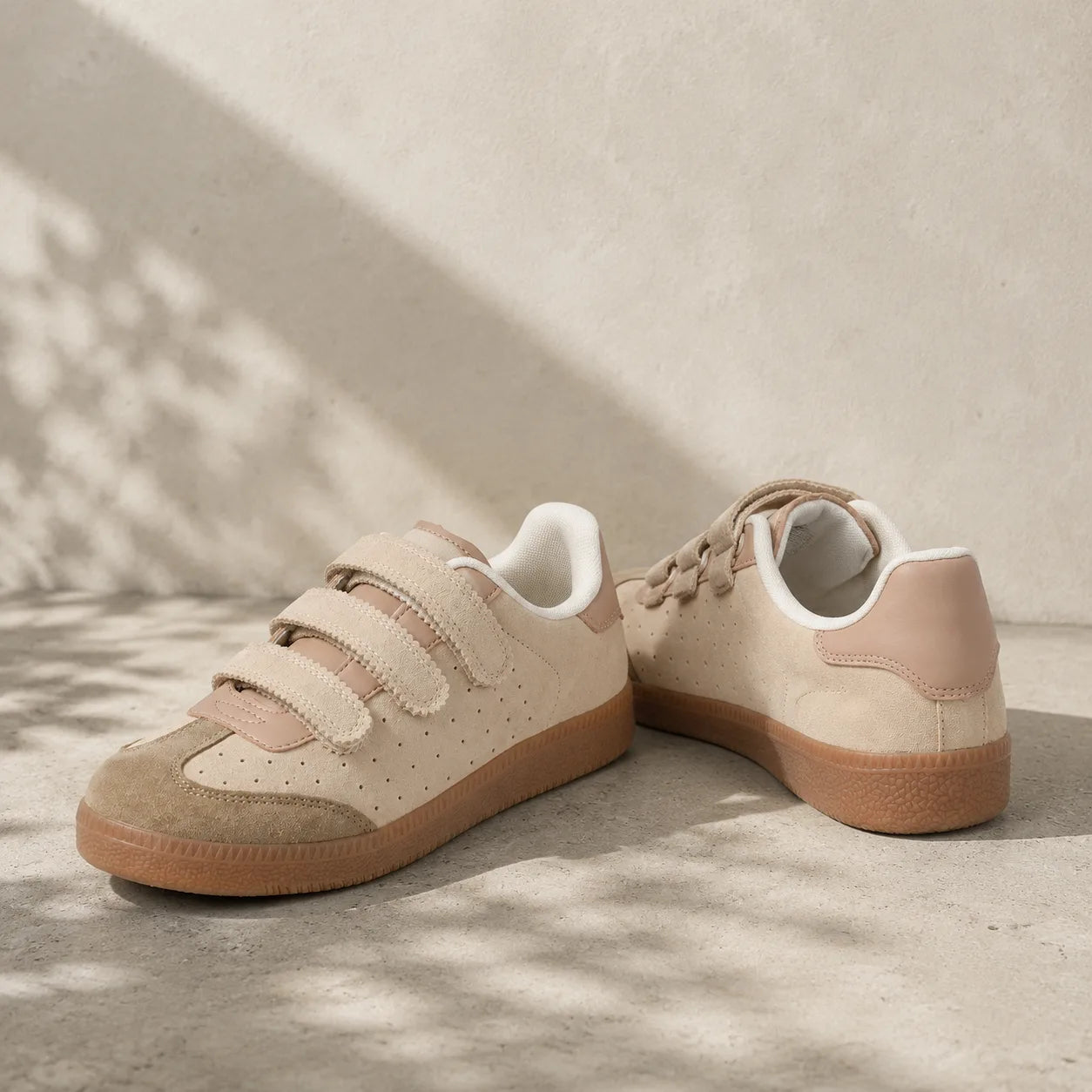 Taupe Suede Fulvia Leather Sneakers styled scene