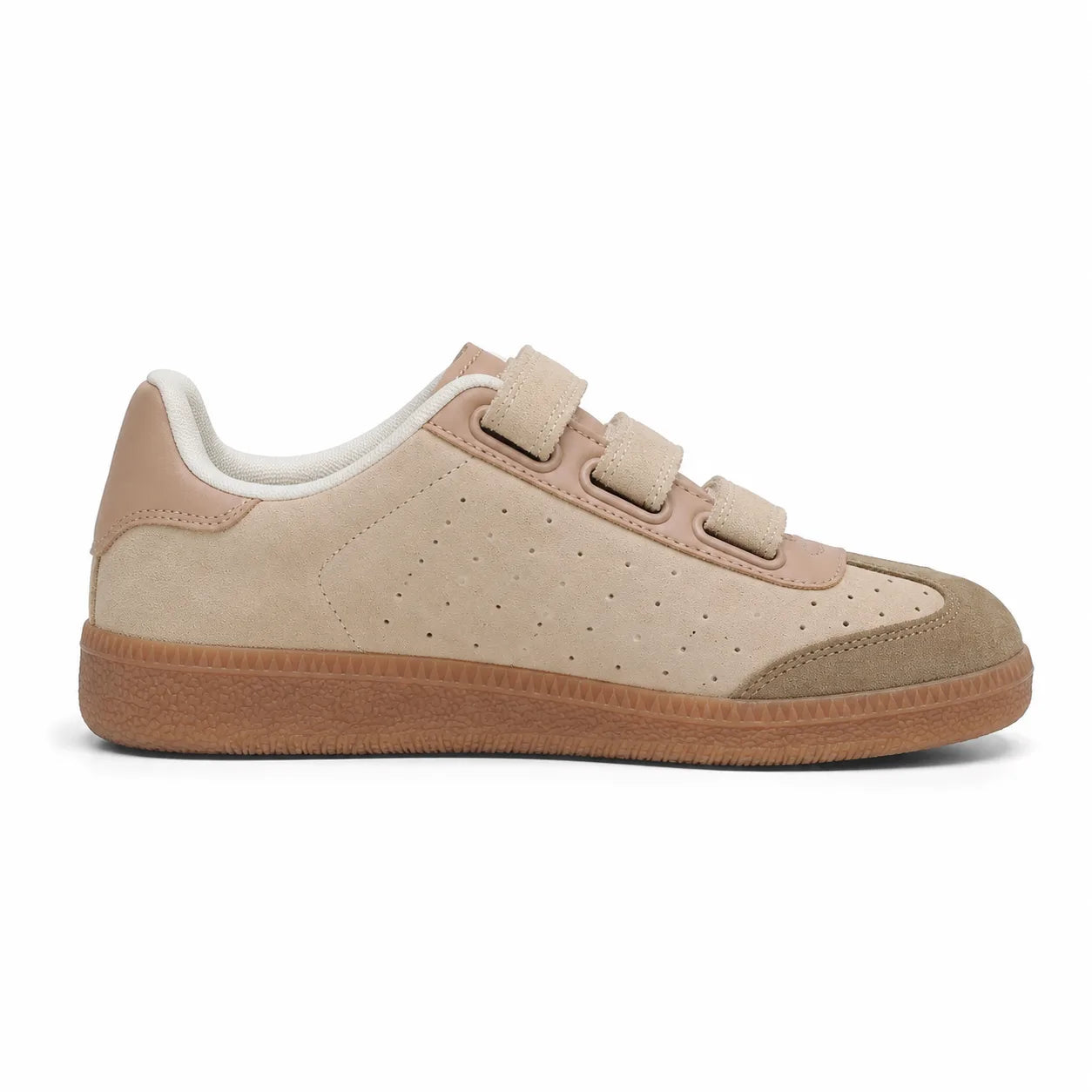 Taupe Suede Fulvia Leather Sneakers side view