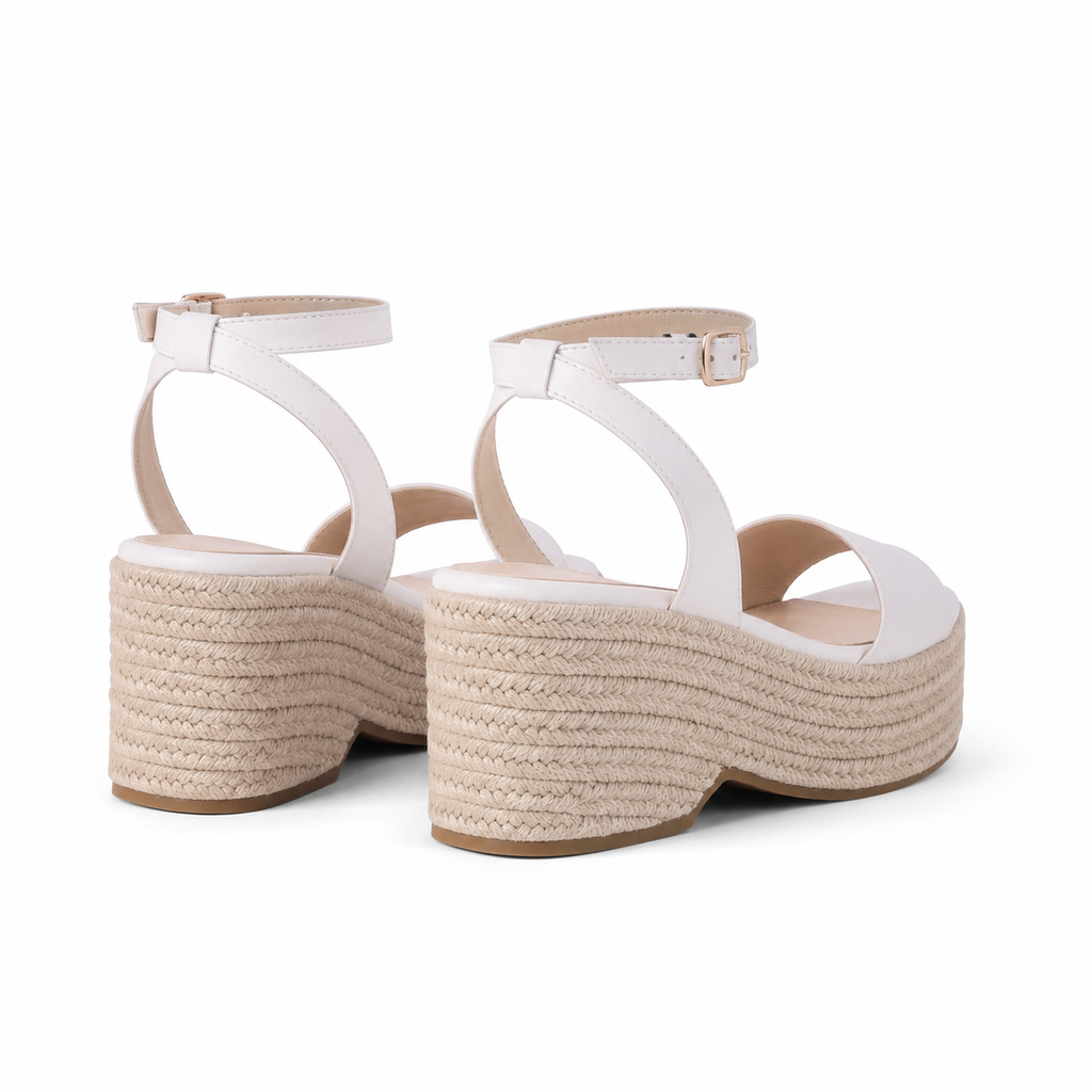 Cream Ivory Cara Ankle-Strap Sandals heel detail