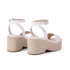Cream Ivory Cara Ankle-Strap Sandals heel detail