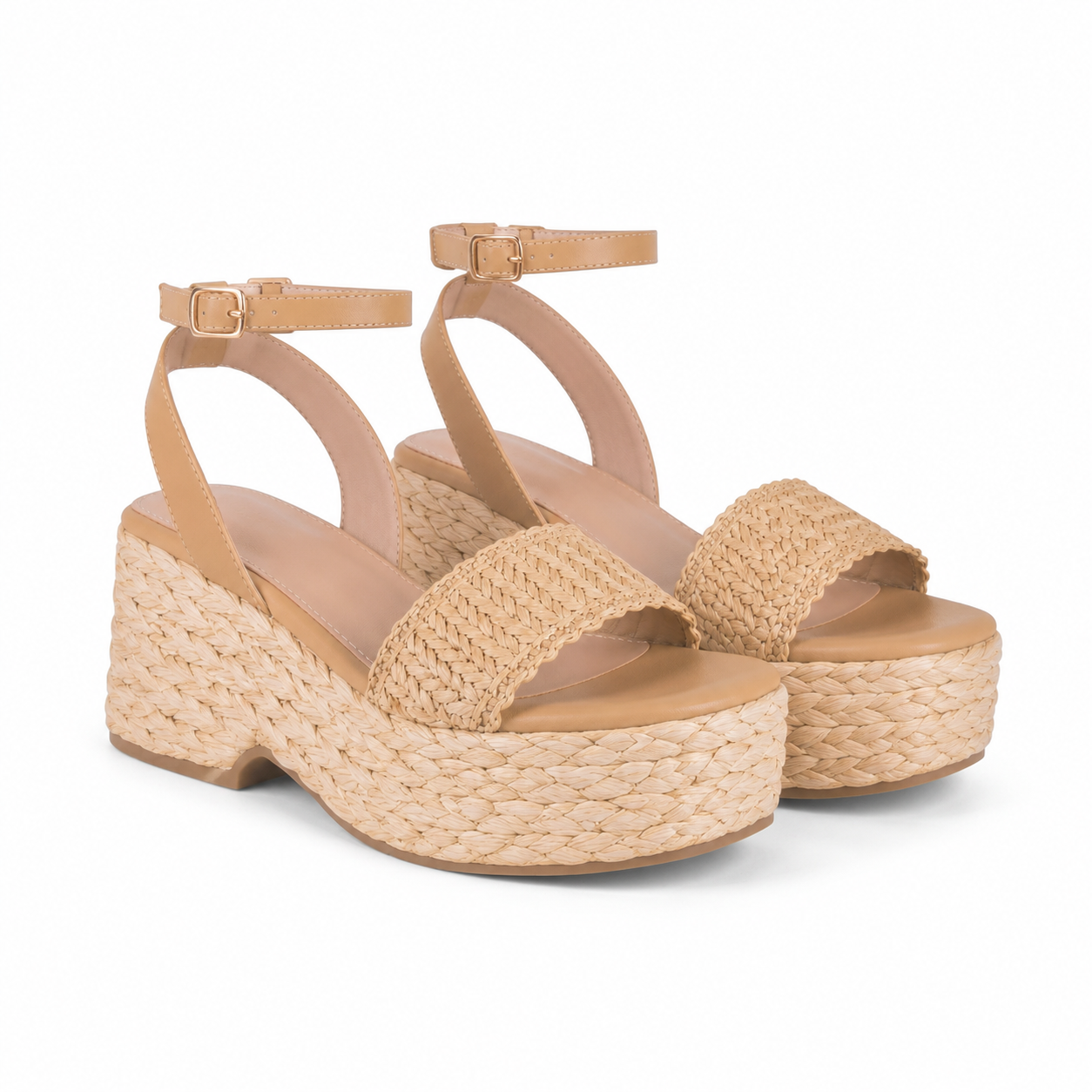 Straw Cara Ankle-Strap Sandals