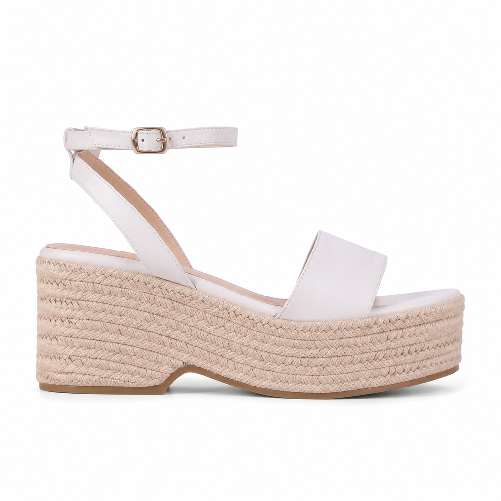 Cream Ivory Cara Ankle-Strap Sandals side view