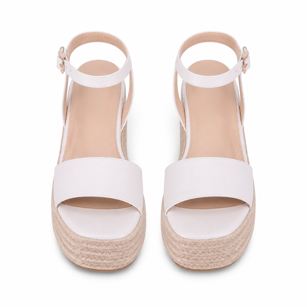 Cream Ivory Cara Ankle-Strap Sandals top view