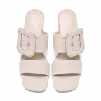 Warm Sand Otranto Straw Square-Heel Sandals top view