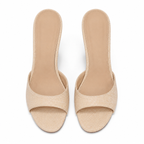Soft Apricot Minori Straw Thin-Heel Sandals top view