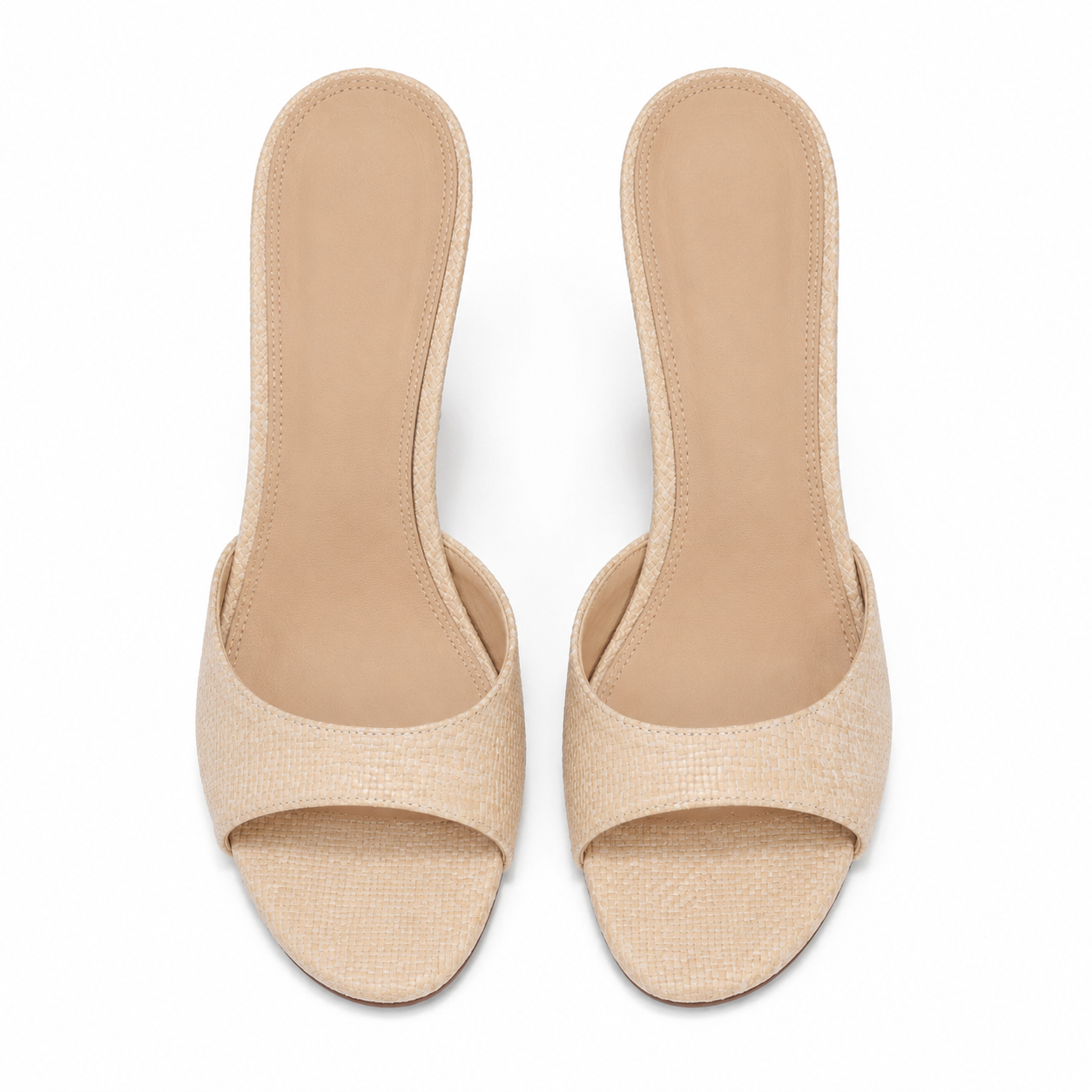 Soft Apricot Minori Straw Thin-Heel Sandals top view