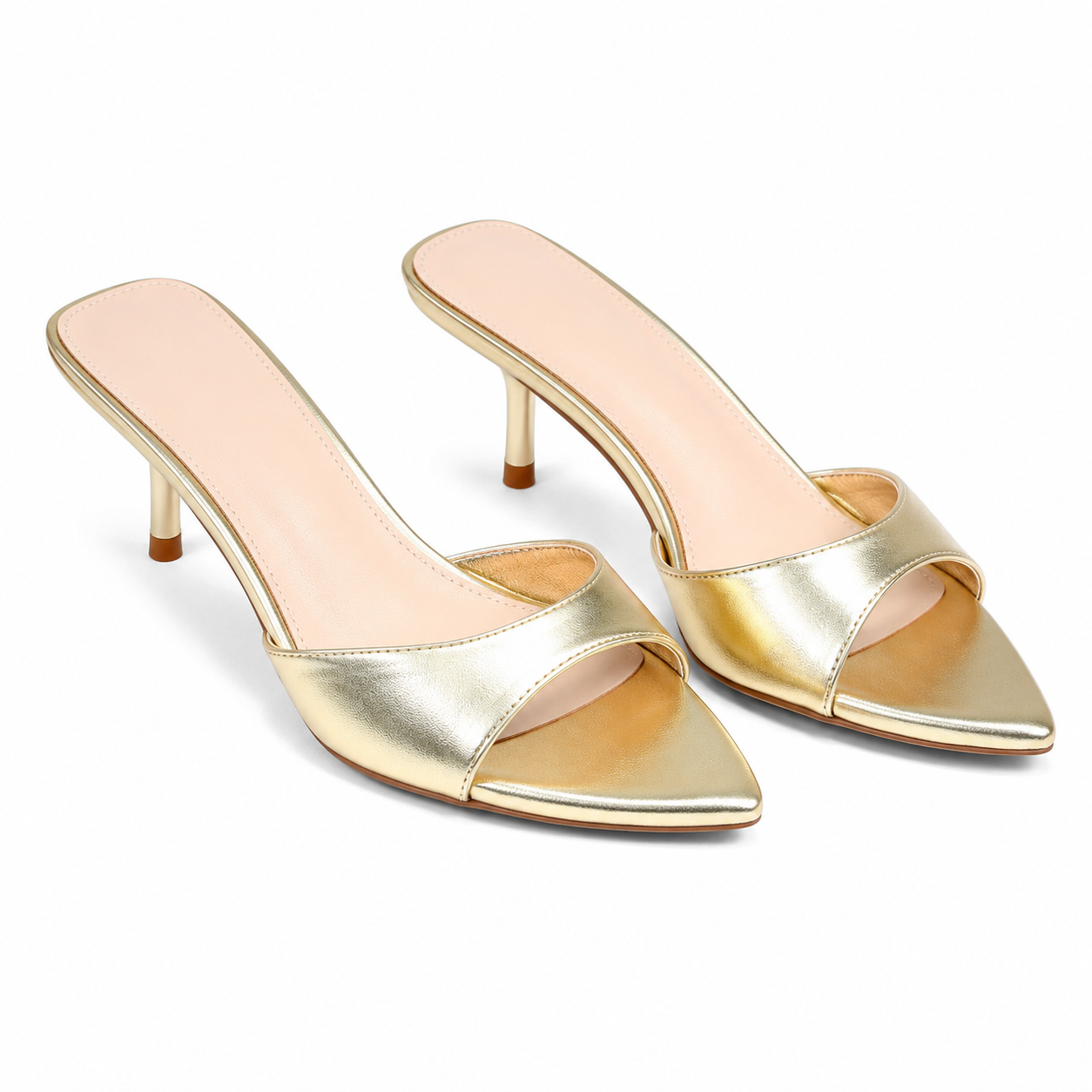 Warm Gold Junia Patent Thin-Heel Mules