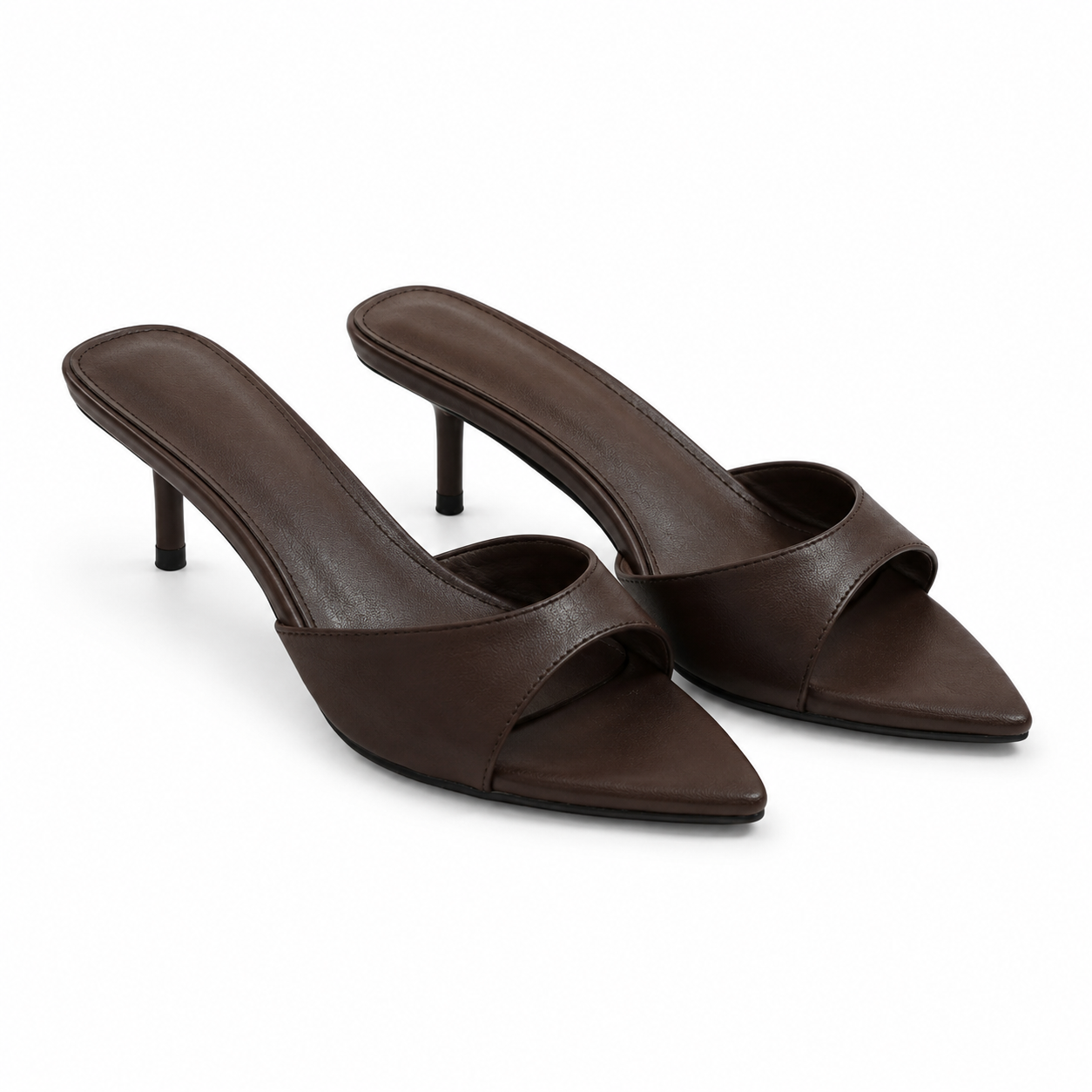 Rich Chocolate Junia Patent Thin-Heel Mules
