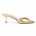 Warm Gold Junia Patent Thin-Heel Mules side view