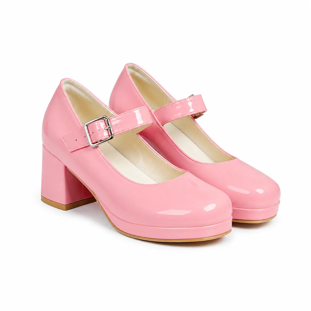 Dusty Rose Violetta Buckle Patent Flats