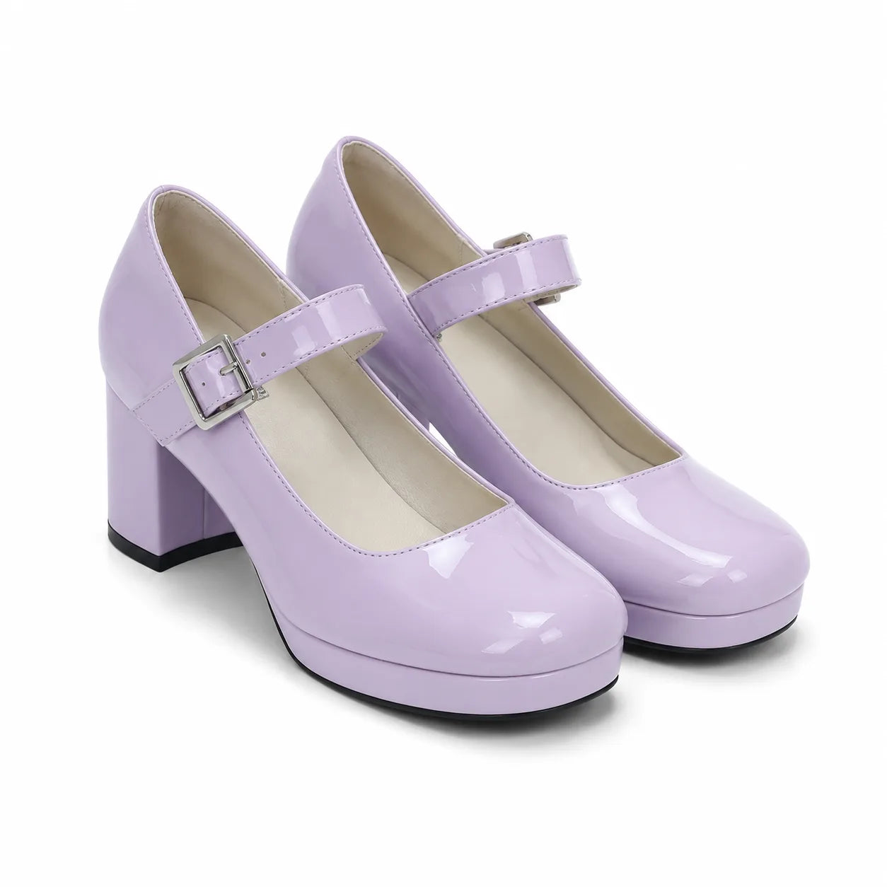 Soft Mauve Violetta Buckle Patent Flats