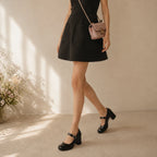 Deep Black Violetta Buckle Patent Flats lifestyle scene